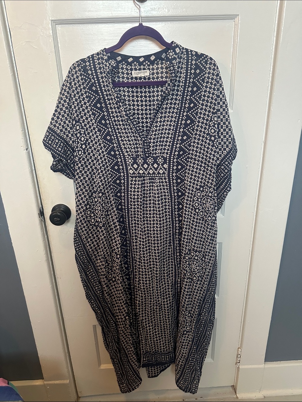 Emerson Fry Black and White Maxi Dress with Geometric Print